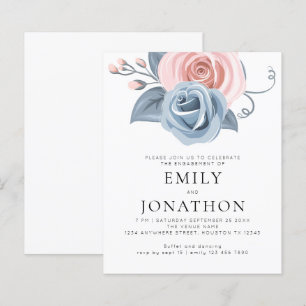 Budget Modern Blue Pink Florals Engagement Party