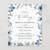 Budget Modern Boho Blue Wedding Einladung (Vorderseite)