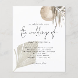 Budget Modern Boho Grass Beige Hochzeit Einladung