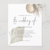 Budget Modern Boho Grass Beige Hochzeit Einladung (Vorderseite)