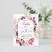 Budget Modern Boho Maroon Bridal Dusche Einladung (Stehend Vorderseite)