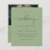 Budget Modern Boho Sage Green Foto Hochzeit Einlad (Vorne/Hinten)