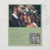 Budget Modern Boho Sage Green Foto Hochzeit Einlad (Rückseite)