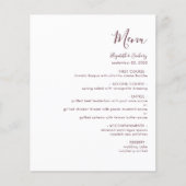 Budget Modern Burgund Script Wedding Menu (Vorderseite)