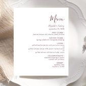 Budget Modern Burgund Script Wedding Menu