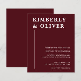 Budget Modern Burgundy Wedding Invitations