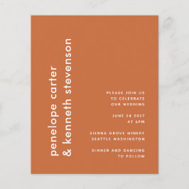 Budget Modern Burnt Orange Simple Wedite Einladung