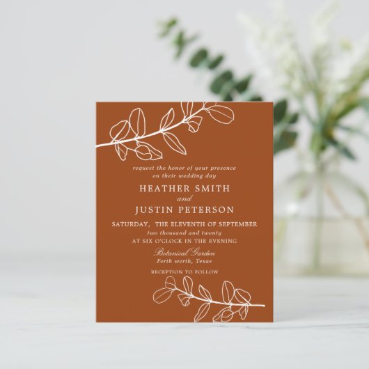 Budget Modern Burnt Orange Terracotta Wedding (Stehend Vorderseite)