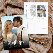 Budget Modern Calligraphy Foto Wedding Vielen Dank Postkarte