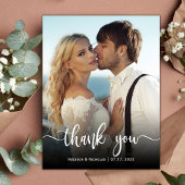 Budget Modern Calligraphy Foto Wedding Vielen Dank Postkarte