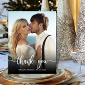 Budget Modern Calligraphy Foto Wedding Vielen Dank Postkarte