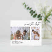Budget Modern Chic Zwei Foto Save the Date (Stehend Vorderseite)