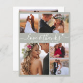 Budget Modern Collage Green Wedding Dankeschön Kar (Vorne/Hinten)