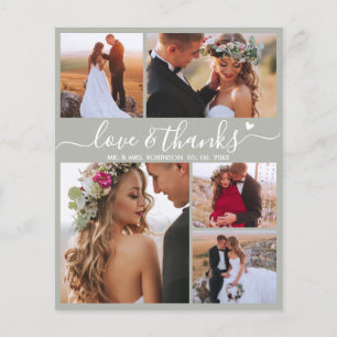 Budget Modern Collage Green Wedding Dankeschön Kar