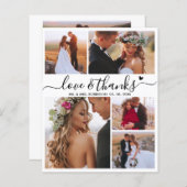 Budget Modern Collage Wedding Dankeschön Card (Vorne/Hinten)