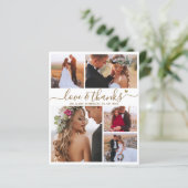 Budget Modern Collage Wedding Dankeschön Card (Stehend Vorderseite)