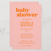 Budget Modern Cute Pink Orange Baby Shower Invite (Vorne/Hinten)