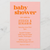 Budget Modern Cute Pink Orange Baby Shower Invite (Vorderseite)