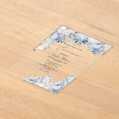 Budget Modern Dusty Blue Floral Quinceañera Acryleinladungen (Ablage )
