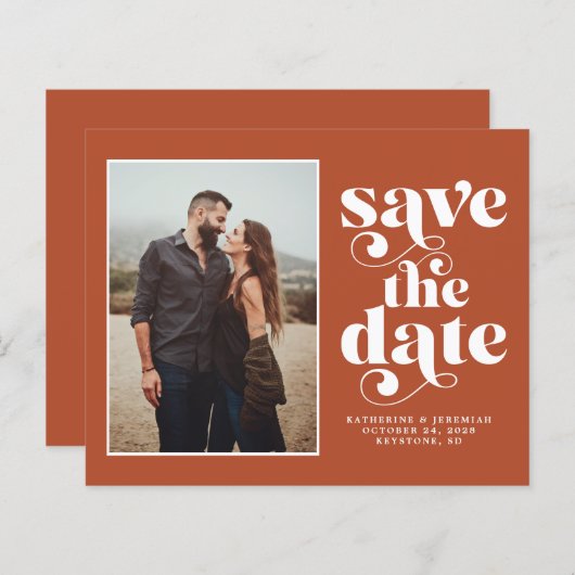 Budget Modern Earth Tones Foto Save the Date (Vorne/Hinten)