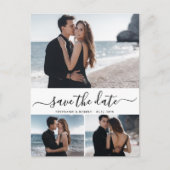 Budget Modern Elegan 3 Foto Collage Save the Date Ankündigungspostkarte (Vorderseite)