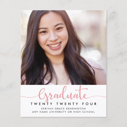 BUDGET Modern Elegantes rosa Script Abschluss Foto (Vorderseite)