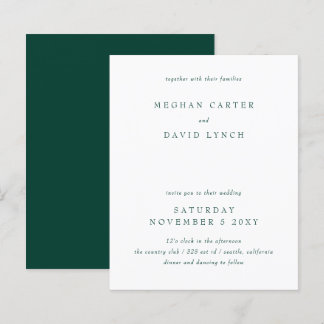 Budget Modern Emerald Green Wedding Einladung