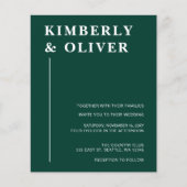 Budget Modern Emerald Wedding Einladung (Vorderseite)