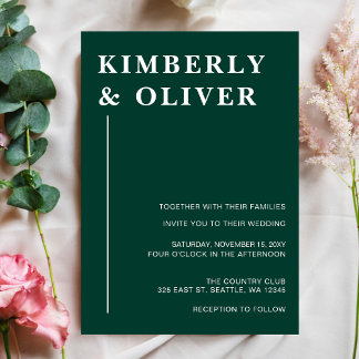 Budget Modern Emerald Wedding Einladung