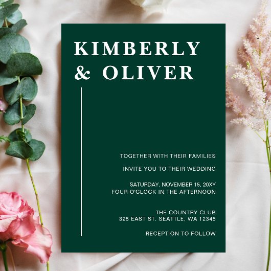 Budget Modern Emerald Wedding Einladung