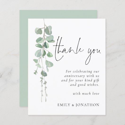 Budget Modern Eukalyptus Jahrestag Vielen Dank (Vorne/Hinten)