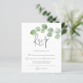 Budget Modern Eukalyptus Wedding RSVP (Stehend Vorderseite)