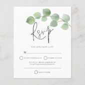 Budget Modern Eukalyptus Wedding RSVP (Vorderseite)