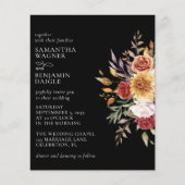 Budget Modern Fall Floral Black Wedding (Vorderseite)