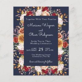 Budget Modern Fall Floral Navy Blue Hochzeit