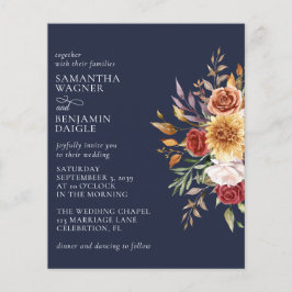 Budget Modern Fall Floral Navy Blue Hochzeit