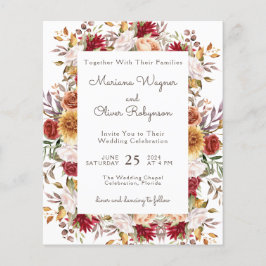 Budget Modern Fall Floral Wedding Einladung