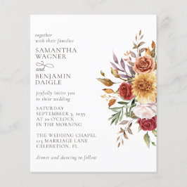 Budget Modern Fall Floral Wedding Einladung