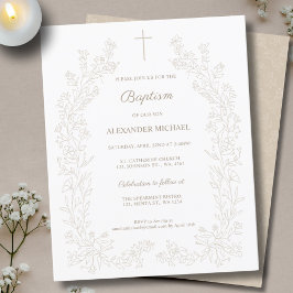 Budget Modern Floral Cross Christian Baptism