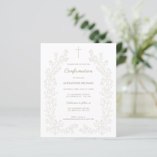 Budget Modern Floral Cross Confirmation (Stehend Vorderseite)