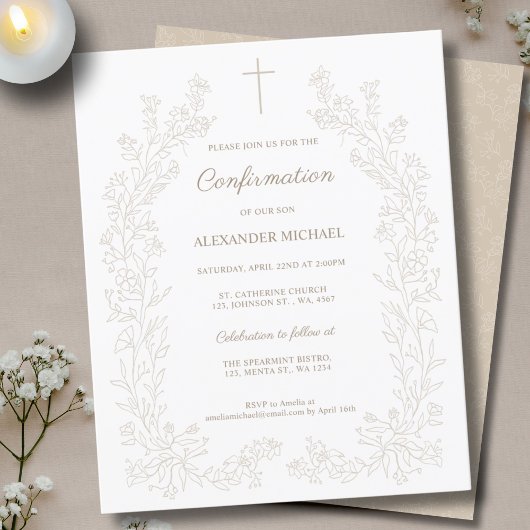 Budget Modern Floral Cross Confirmation