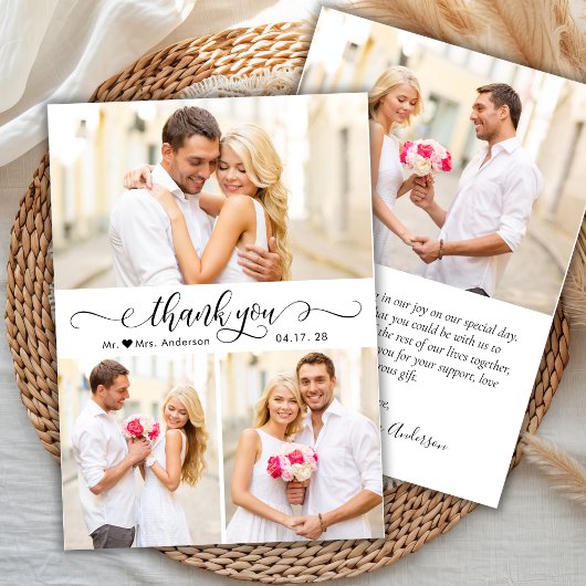 Budget Modern Foto Collage Hochzeit Danke Karte