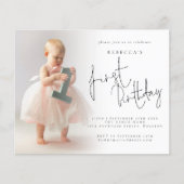 Budget Modern Foto Overlay 1. Geburtstag Einladung (Vorderseite)