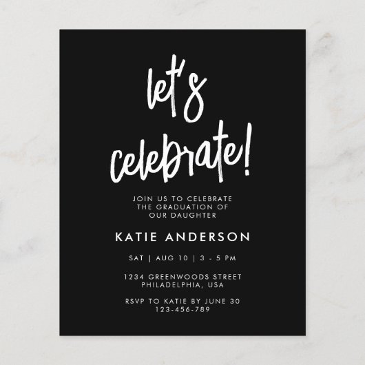 Budget Modern Four Foto Script Graduation Party (Rückseite)