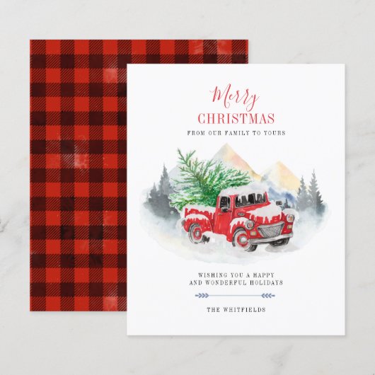 Budget Modern Frohe Weihnachten Red Truck Buffalo (Vorne/Hinten)