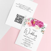 Budget Modern Fuchsia Pink Floral QR Code Hochzeit