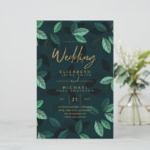 BUDGET Modern Garden Blätter Hochzeit Einladung (Stehend Vorderseite)