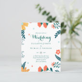 BUDGET Modern Garden Blätter Hochzeit Einladung (Stehend Vorderseite)