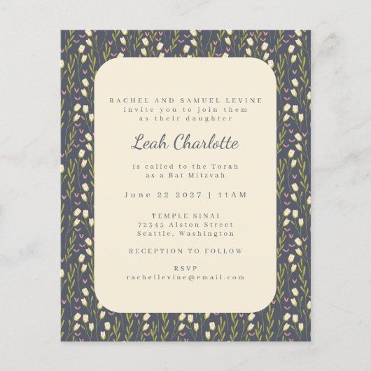 Budget Modern Garden Floral Earthy Bat Mitzvah (Vorderseite)