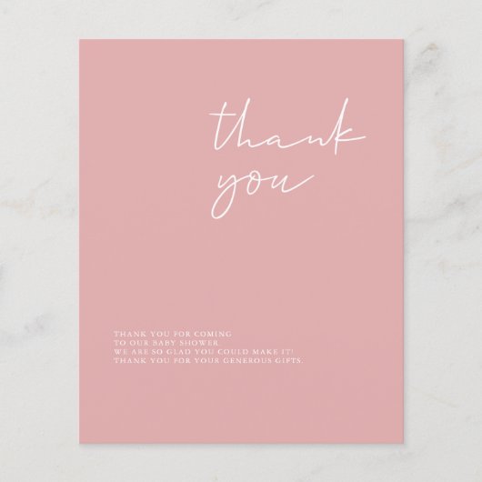 Budget Modern Girl Baby Dusche Danke Karte (Vorderseite)